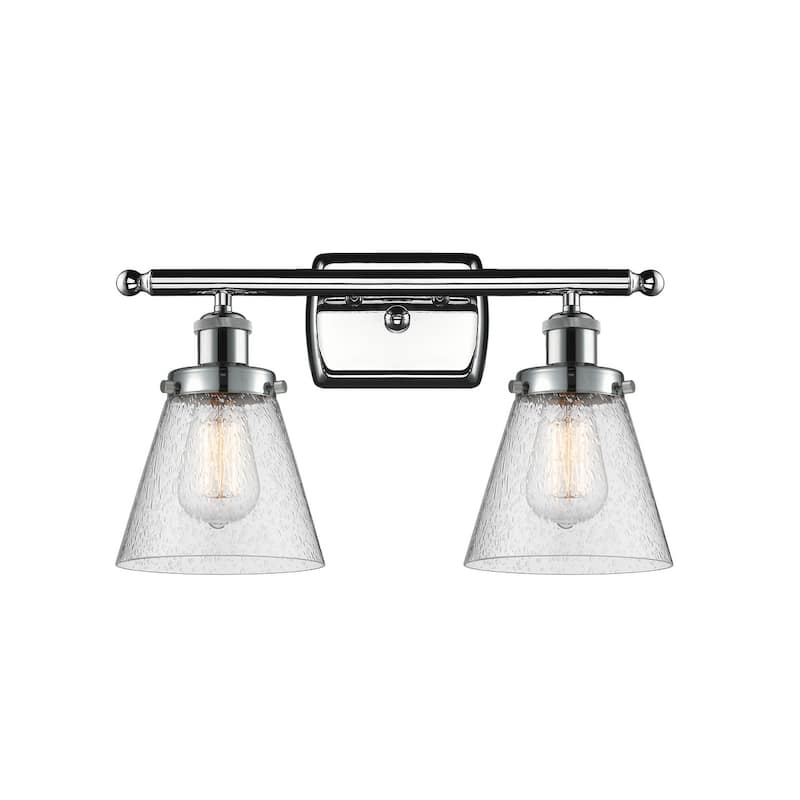 Innovations Lighting Small Cone 2 Light 16" Wide Vanity Light - Polished Chrome / Seedy