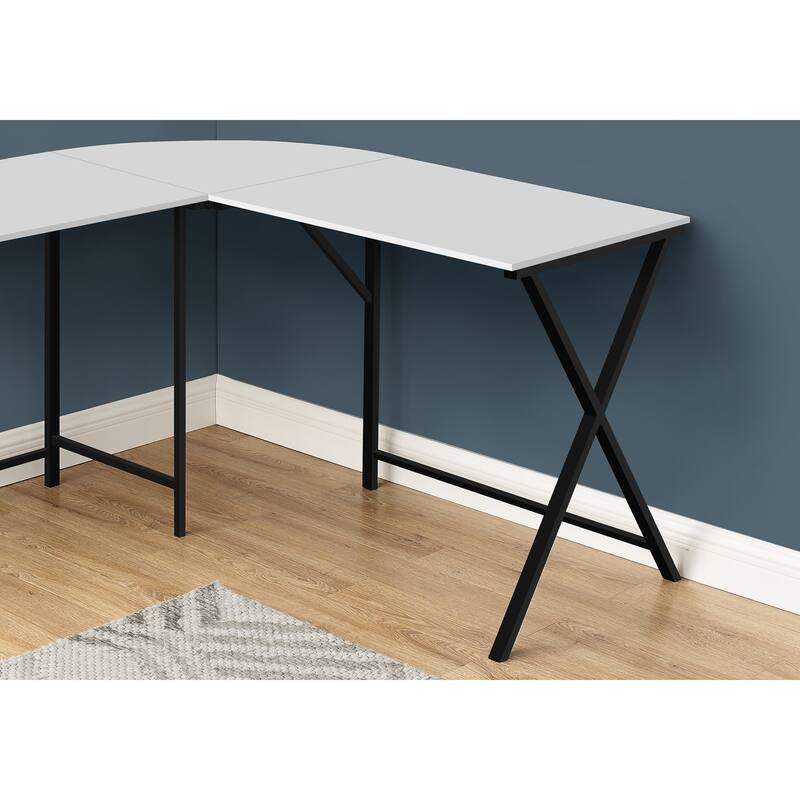 Contemporary 55" L-Shape Computer Desk, Two-Tone Wood Finish, Space-Saving Corner Workstation