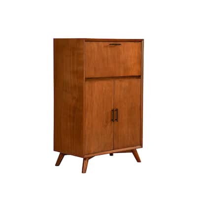 Alpine Furniture Flynn Large Wood Bar Cabinet in Acorn Brown