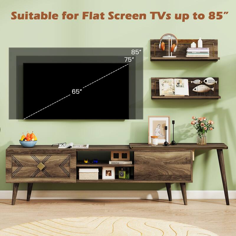 Gymax TV Stand Rustic Farmhouse Entertainment Center Suits TVs up to