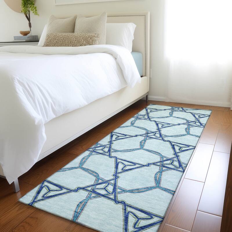 Premium Washable Super Soft Modern Tangle Mayfield Rug - Sky - 2'3" x 7'6"