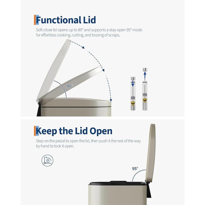 2.6 Gallon/10 Liter Slim Trash Can, with Removable Inner Bucket