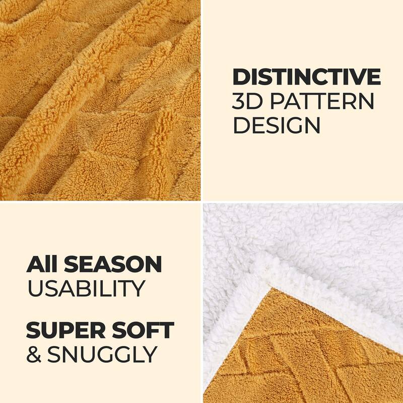 Superior Nuuk Jacquard Lattice Fluffy Sherpa Fleece Blanket