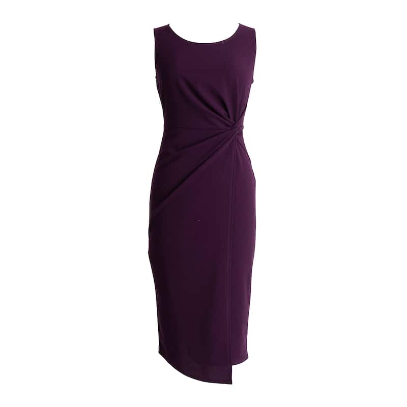 Connected Apparel Cap Sleeve Solid Mid-Length Dress - Aubergine - 10