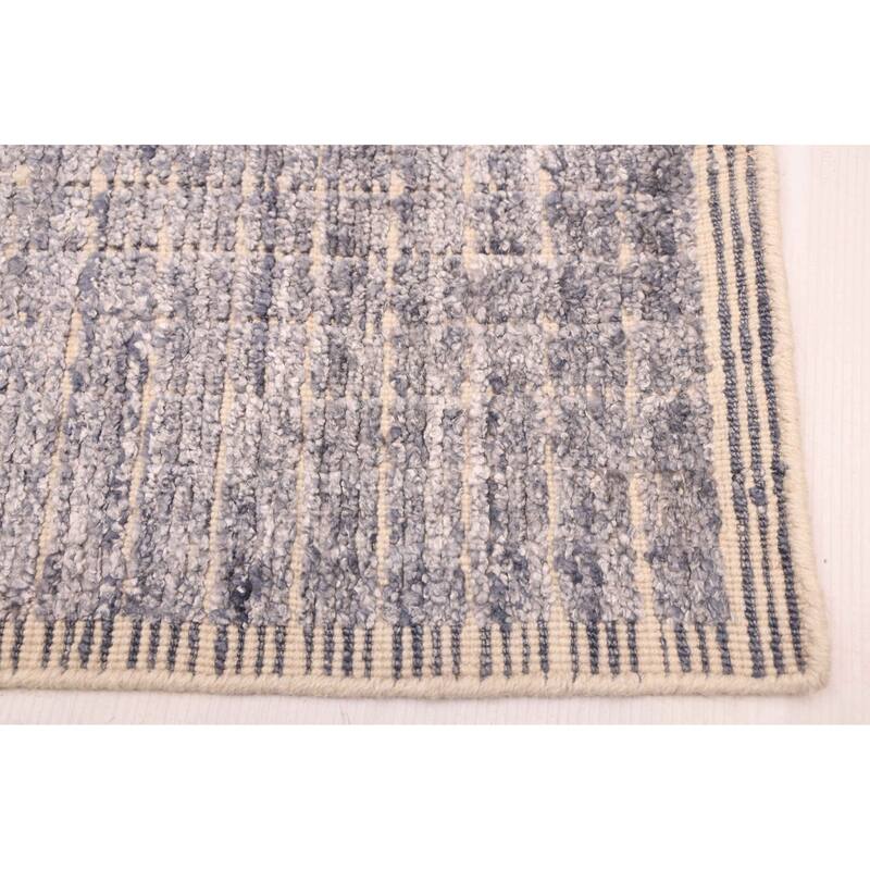 ECARPETGALLERY Hand Loomed Elysian Light Denim Blue Rug - 7'4 x 9'4
