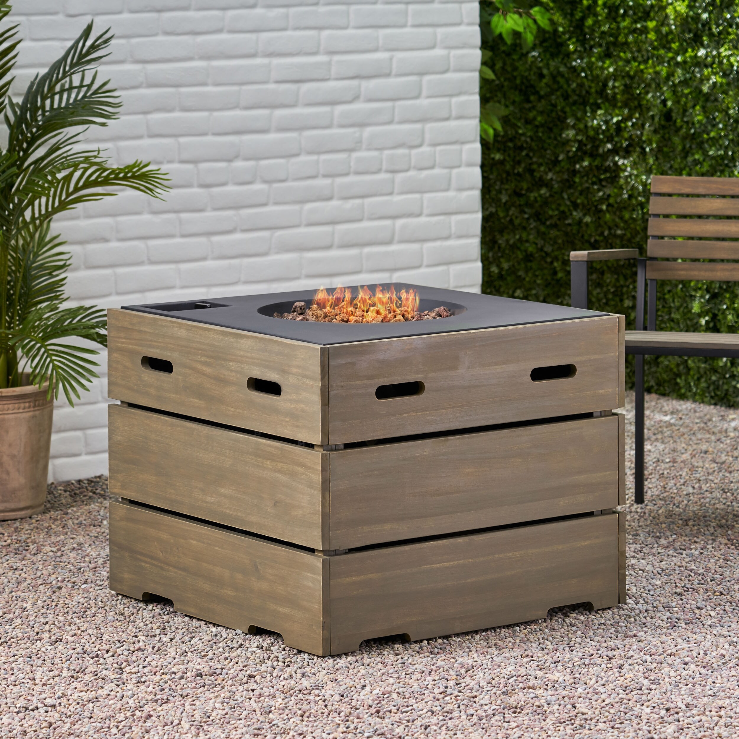 Christopher Knight Home Rodeo Outdoor 40,000 BTU Square Fire Pit - 31.25 inch W x 31.25 inch D x 24.50 inch H