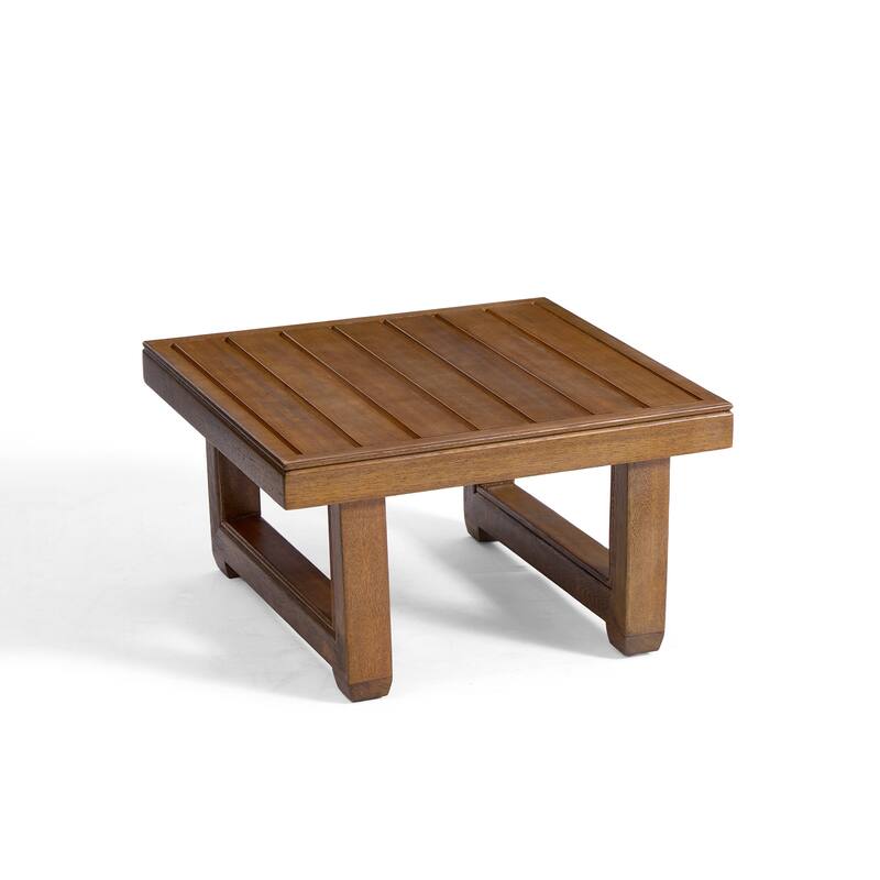 Teak Wood Cushioned Outdoor Patio Loveseat Set with Side Table