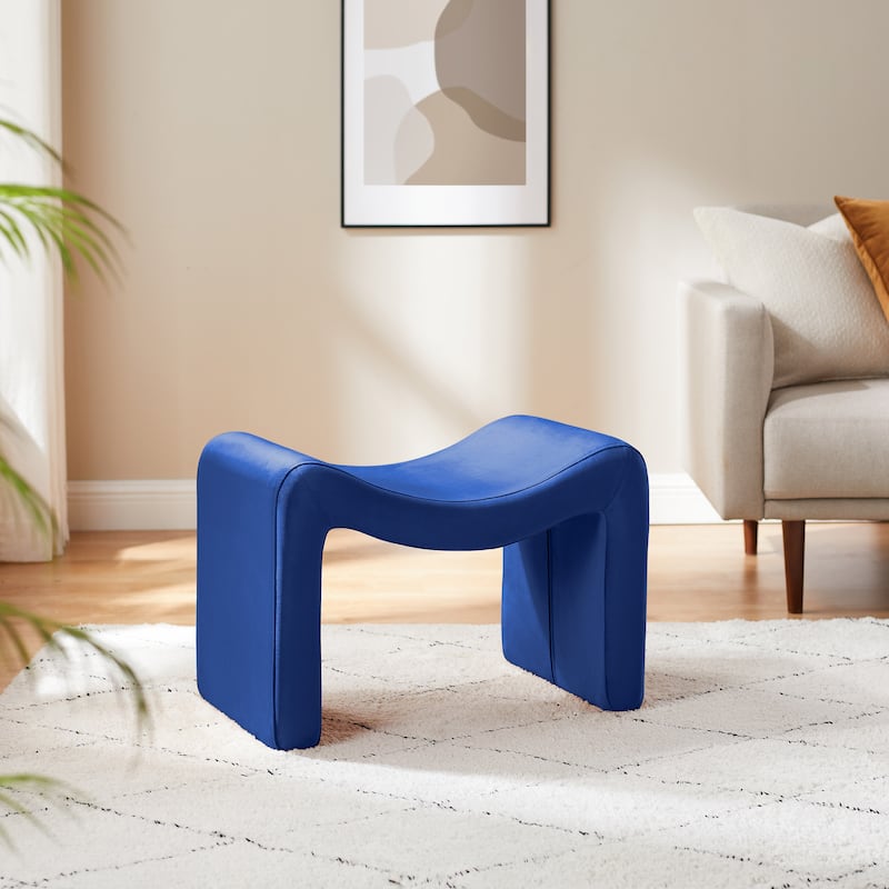 VANOMi Upholstered Pouf, Mid-Century Modern Ottoman, Cometemporary Foot Stool For Living Room Extra Vanity Seat For Small Space