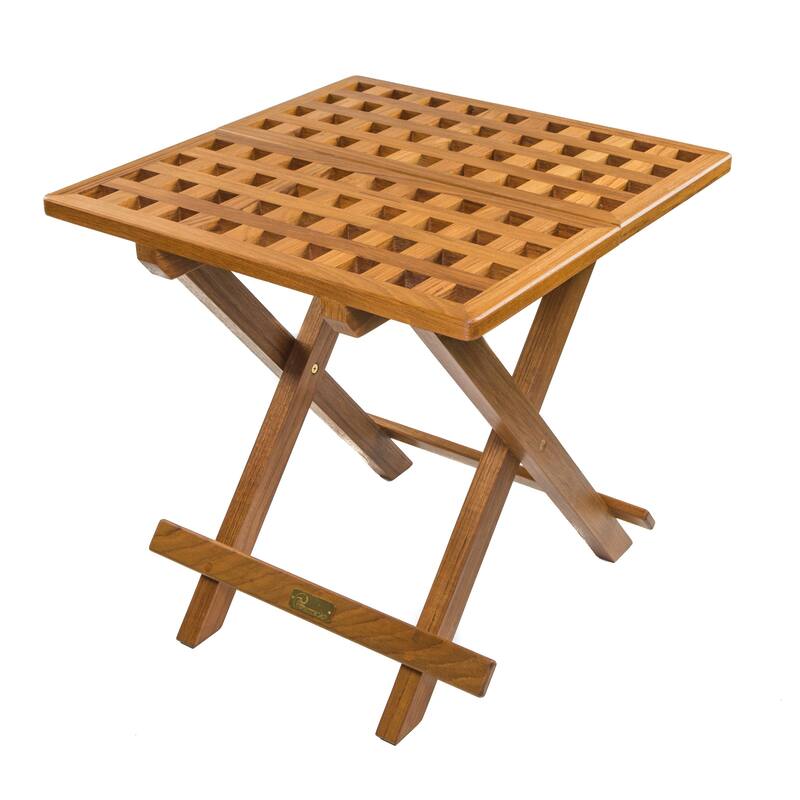 Teak Grate Top Fold-Away Table - 17-3/4" SQ. x 18-1/2" H