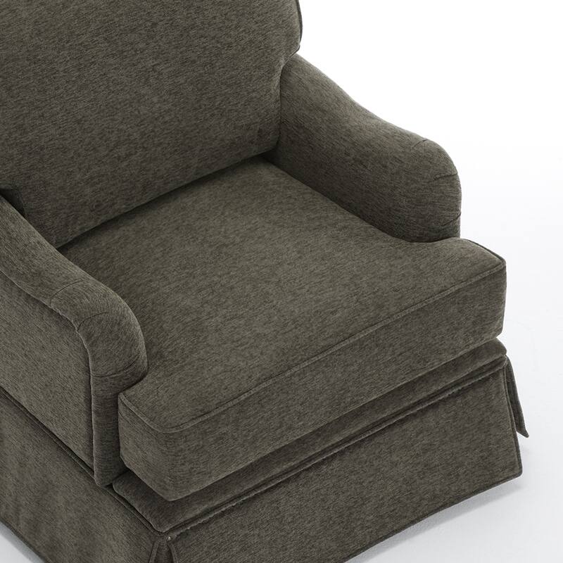 Modern Chenille Swivel Armchair and Storage Ottoman