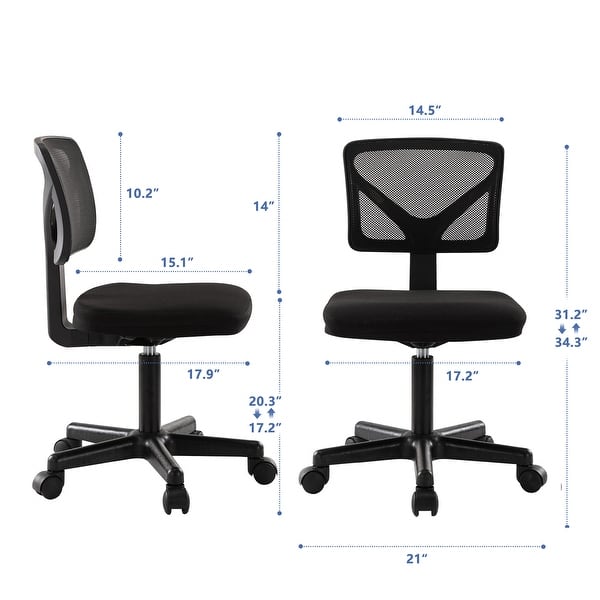 dimension image slide 3 of 8, Home Office Desk Chair Task Chairs Swivel Ribbed Task Vanity Chair