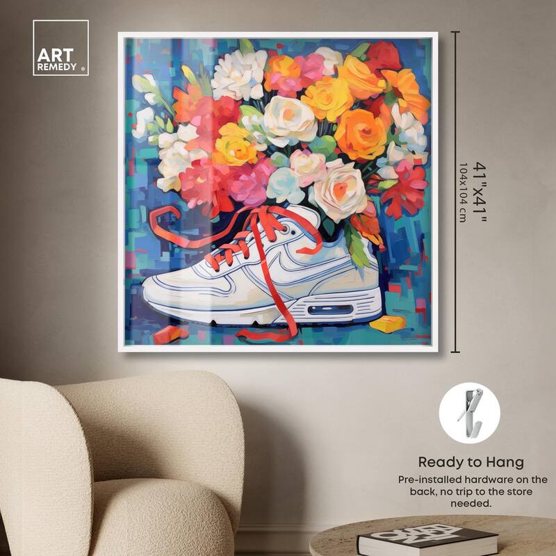 Whimsical Sneaker with Flowers Shadowbox by Art Remedy