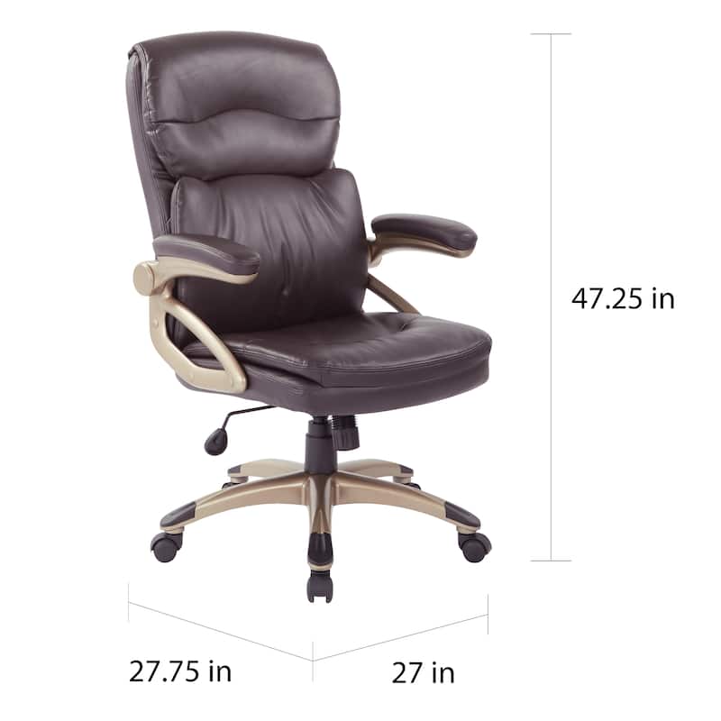 Excutive High-Back Espresso Bonded Leather Chair with Cocoa Accents