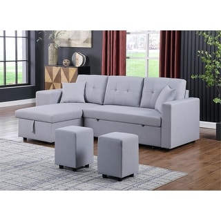 Linen Fabric Reversible Sleeper Sectional - Bed Bath & Beyond - 38006765