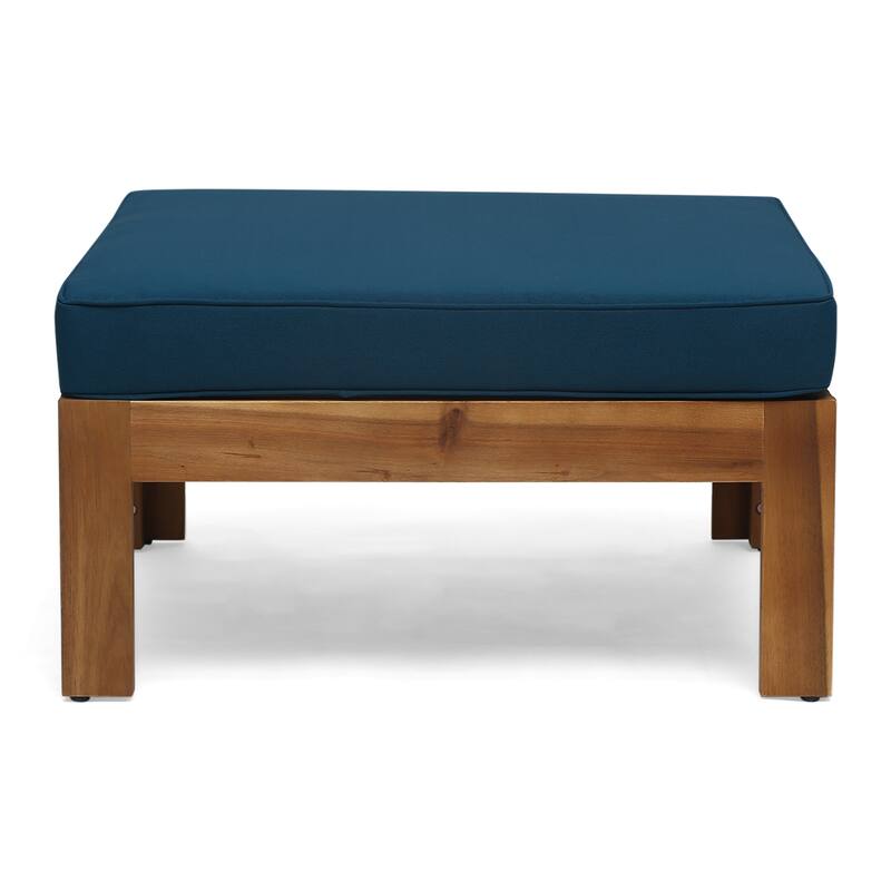 3 Piece Outdoor L-Shape Sofa Set, All-Weather Acacia Wood Conversation Furniture Set with Ottoman and Coffee Table