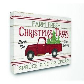 Stupell Farm Fresh Christmas Trees Red Truck Holiday Word Design Canvas ...