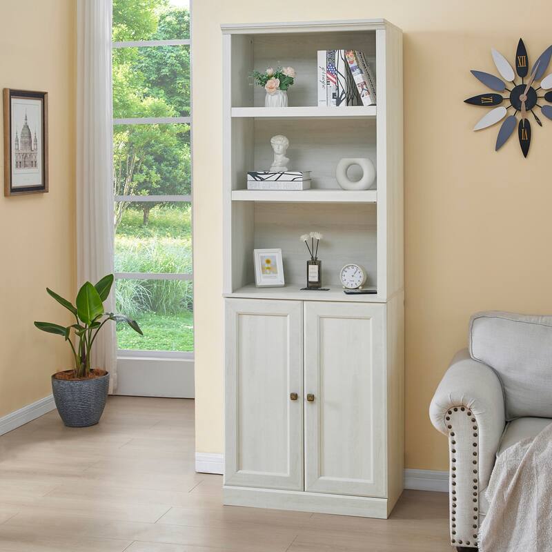 3 Open Shelves Bookcase Side Cabinet Storage Shelves,1 Doors Bookshelf with USB Port,Suitable for Home Office Storage