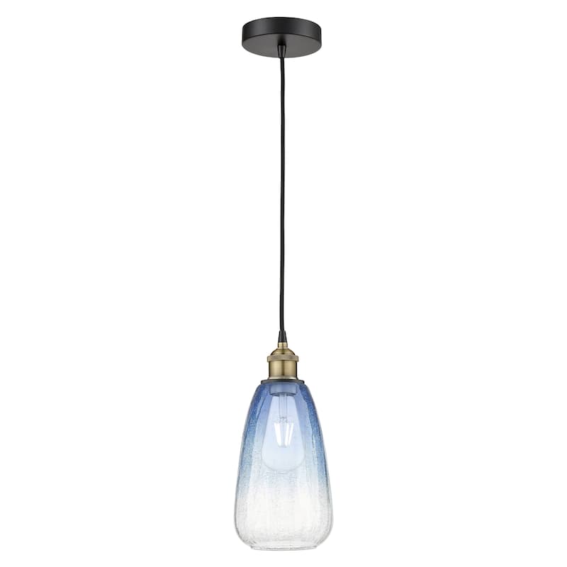 Innovations Lighting Endless Possibilities Edison - Brookhaven Almond - 1 Light 6" Cord Hung Mini Pendant - Black Antique Brass/Sapphire Blue