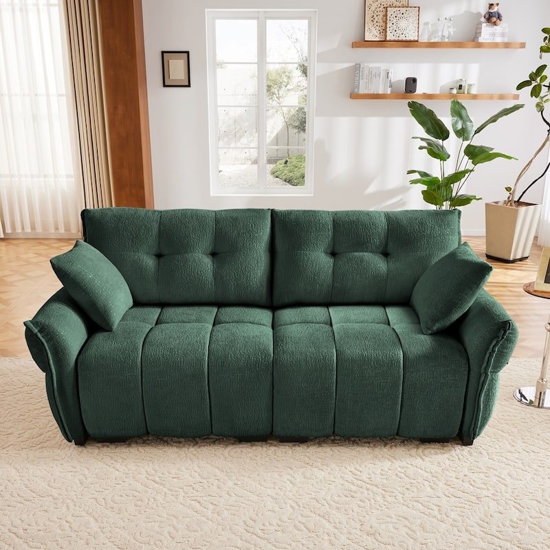 Modern Chenille Fabric Upholstery Two-Seater Sofa