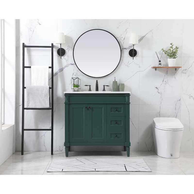 Clarity 32 - 42 Inch Single Bathroom Vanity - 36 Inches - Green