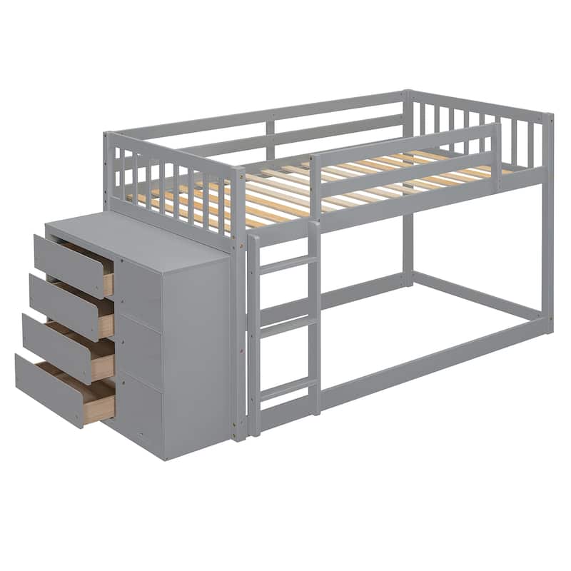 Twin Over Twin Bunk Bed with Storage Drawers and Shelves - Perfect for Sleepovers