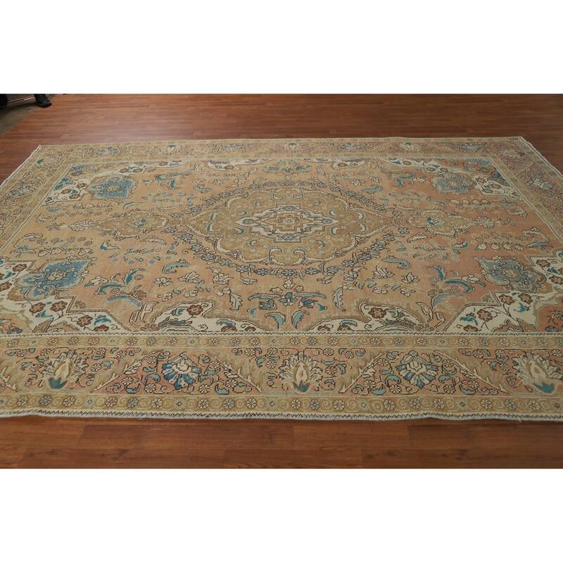 Tabriz Persian Vintage Area Rug Hand-Knotted Traditional Wool Carpet - 7'7" x 11'2"