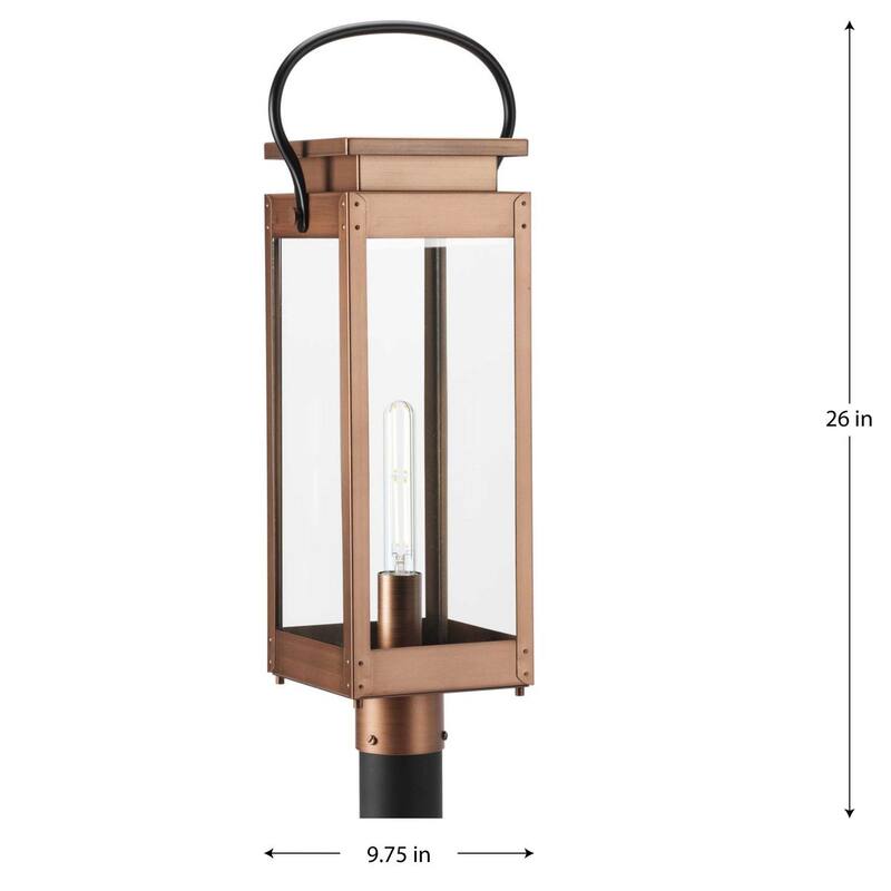 Union Square One-Light Antique Copper Urban Industrial Outdoor Post Light - 9.75 in x 7 in x 26 in