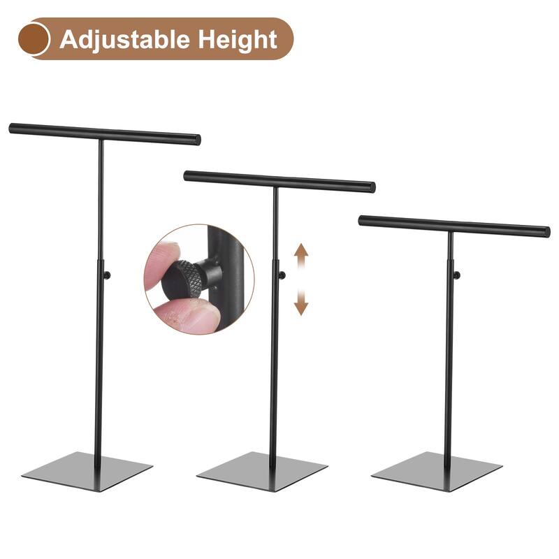 Necklace Display Stand 2 Pack Adjustable Height Jewelry Rack T Bar - Black