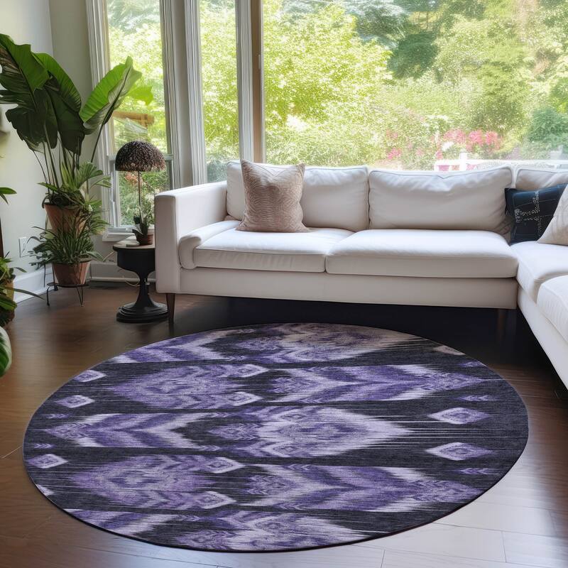 Machine Washable Indoor/ Outdoor Chantille Abstract Boho Rug