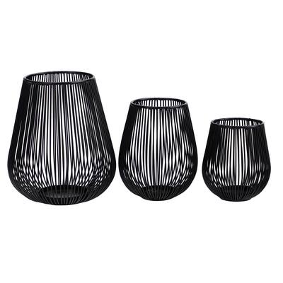 6", 8" and 10' Vintage Black Metal Wire Tea Votive Lantern - 6"