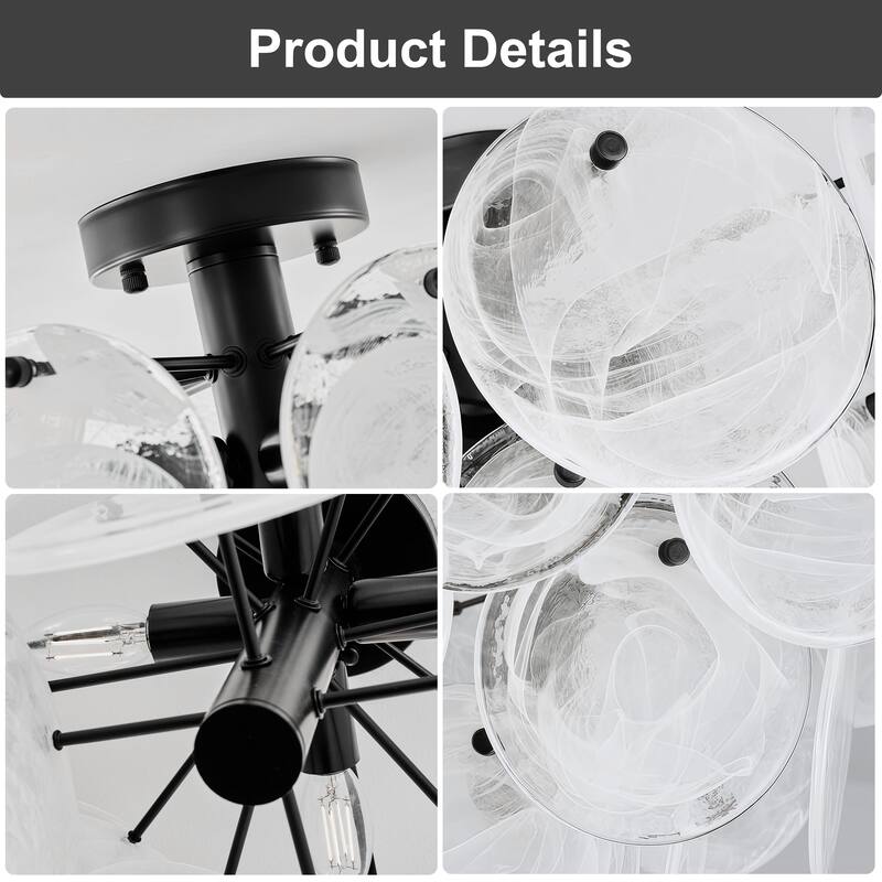 Starsky 4-Light Tiered Handcrafted Textured Glass Flush Mount