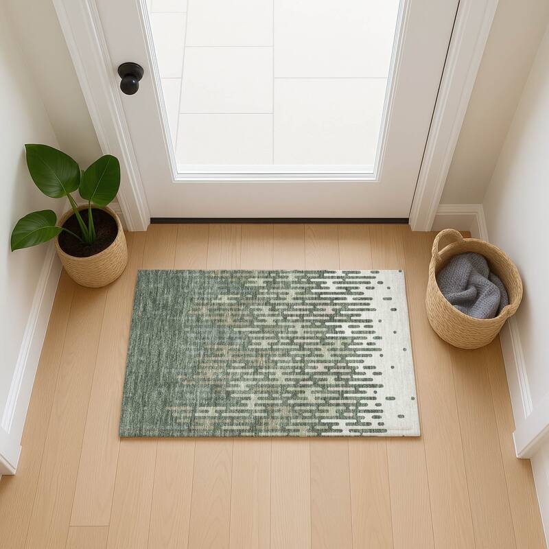 Machine Washable Indoor/ Outdoor Modern Kingman Chantille Rug