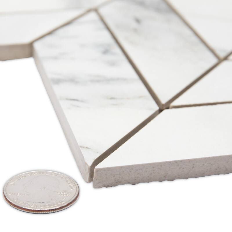 Merola Tile Touche Chevron Zebre 11-3/4" x 12-1/4" Porcelain Mosaic Floor and Wall Tile - (1 Tile)