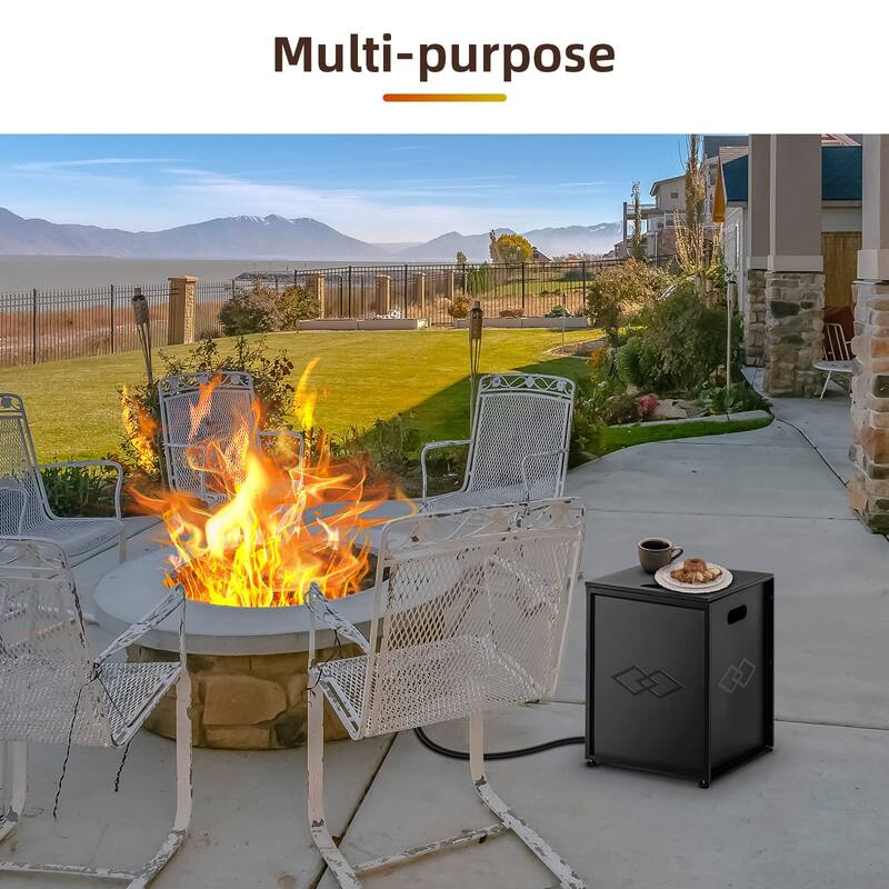 Metal Gas Tank Holder Storage Side Table for 20 Pound Propane Tank