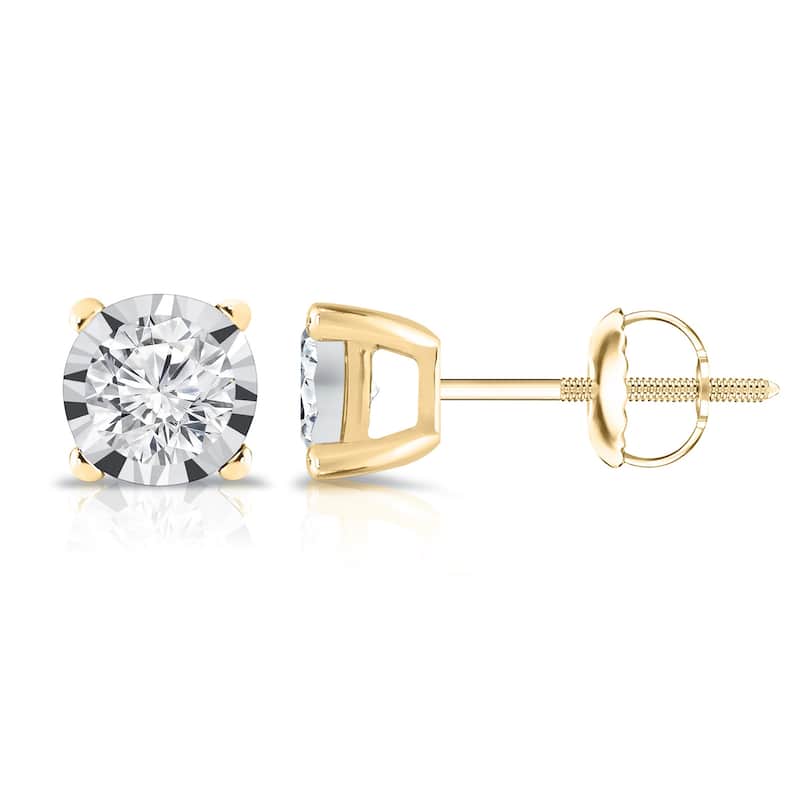 Auriya 1/2ctw Round-cut Diamond Stud Earrings 14k Gold (G-I, I1-I2) - Yellow
