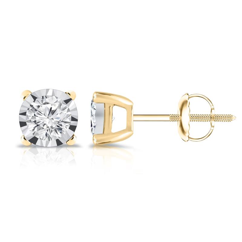 Auriya 3/8ctw Round-cut Diamond Stud Earrings 14k Gold (G-H, I1-I2) - Yellow