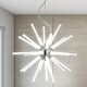 preview thumbnail 1 of 9, Ring 19.5" Adjustable Integrated LED Starburst Metal/Acrylic Pendant, Chrome/Clear by JONATHAN Y Chrome/Clear