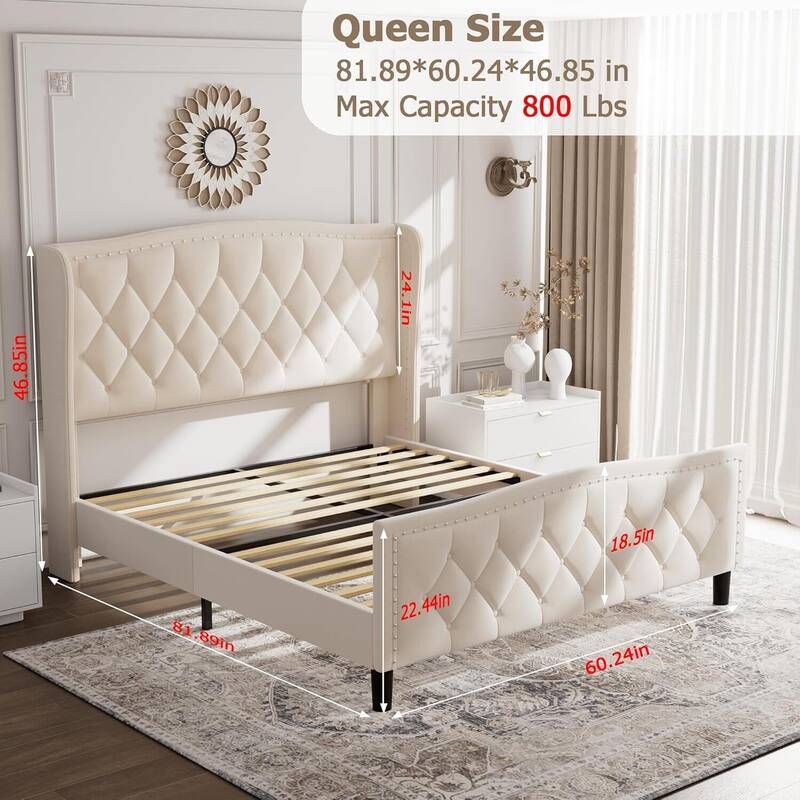 Bed Frame with 4 Storage Drawers and Headboard