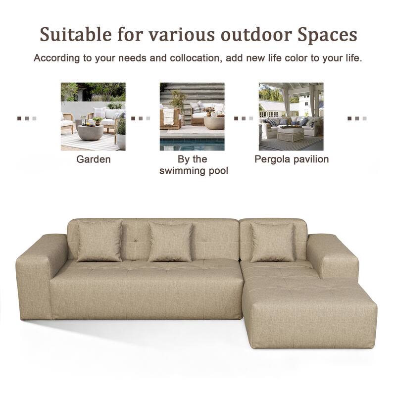 Outdoor Upholstered Chaise Modular Sectional Sofa Set