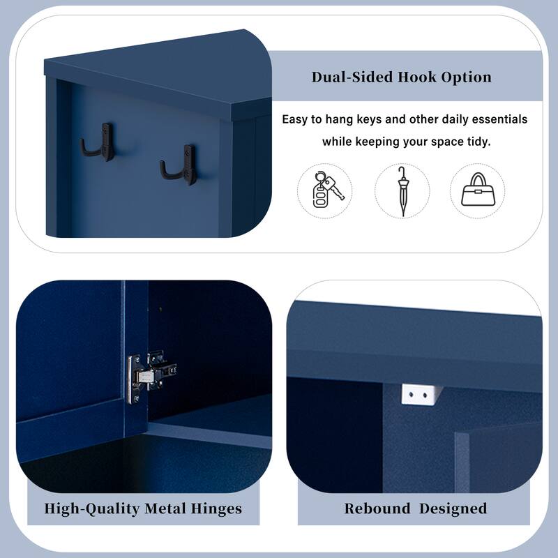 Roomfitters Sideboard Buffet Cabinet with 4 Door Mid-century Modern Geometric Storage and Open Shelf for Kitchen & Dining