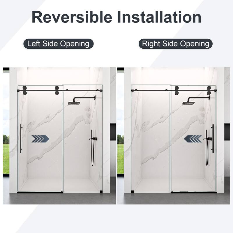 GDFStudio - Modern America Design Frameless Double Sliding Shower Door with 5/16" SGCC Tempered Glass & Stainless Steel Hardware