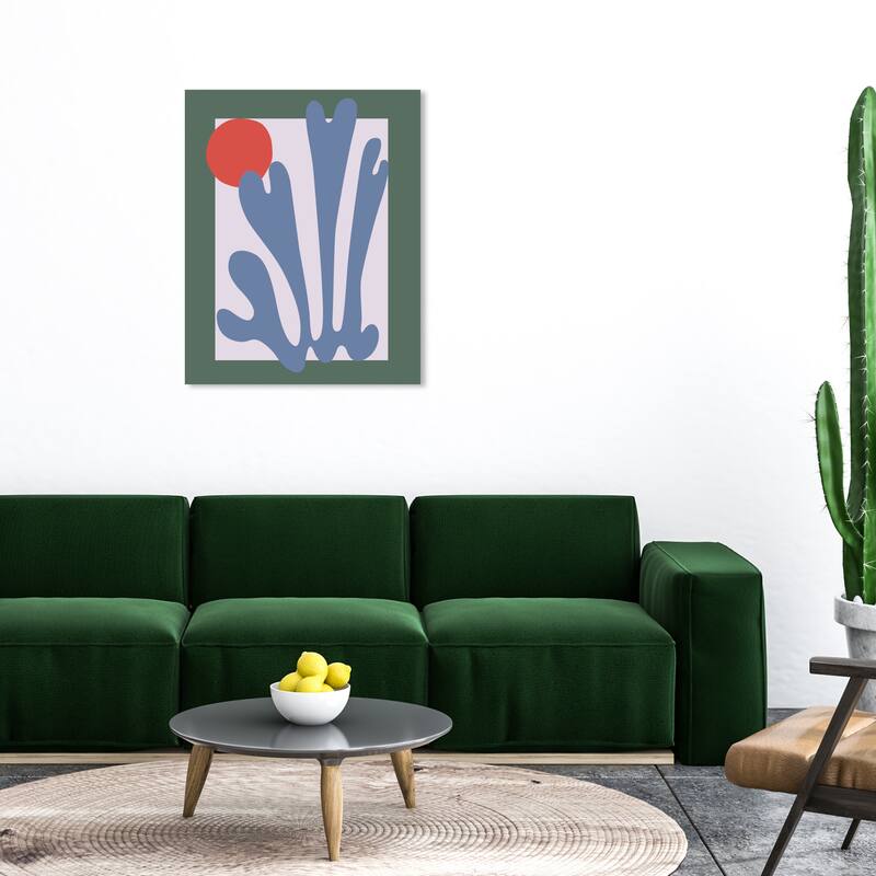 Wynwood Studio Abstract Plant and Moon III Green and Lilac Mid-Century Modern Wall Art Canvas Print - 36 x 30
