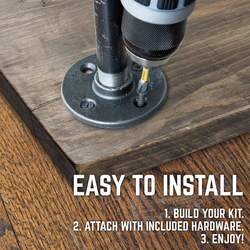 PIPE DECOR Solid Live Edge Wood Console Table with Industrial Pipe Legs