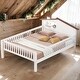 preview thumbnail 1 of 21, Full Size Wood Platform Bed with House-Shaped Headboard, LED Light & Built-In Storage, White, for Kids & Teens White