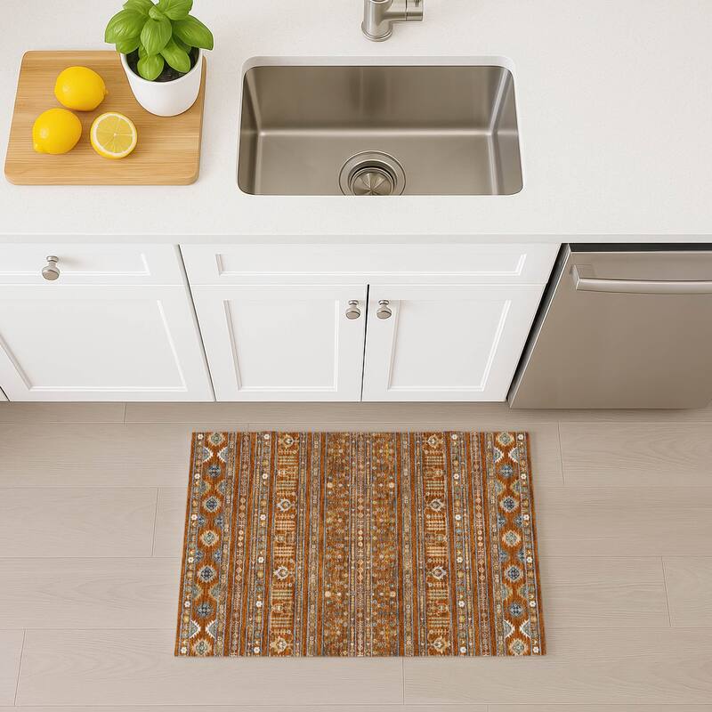 Machine Washable Indoor/ Outdoor Boho Moroccan Chantille Rug