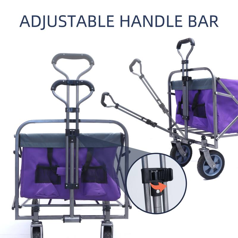 Collapsible Outdoor Wagon - 150 lb Load, Durable 600D Fabric, Easy Setup, Ideal for Sports, Groceries, and Park Trips - Steel