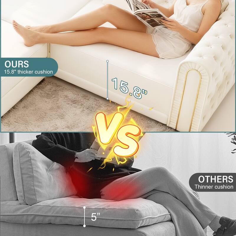 GDFStudio - 90.6" 3-in-1 Convertible Velvet Sleeper Sofa with Movable Ottoman