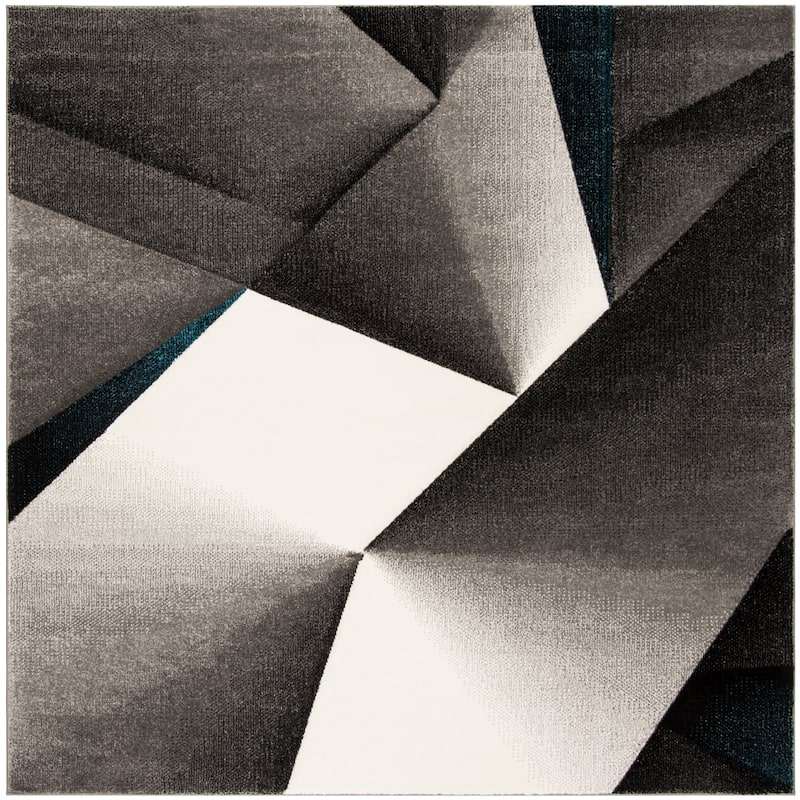 SAFAVIEH Hollywood Nandita Mid-Century Modern Abstract Rug - 6'7" Square - Grey/Teal
