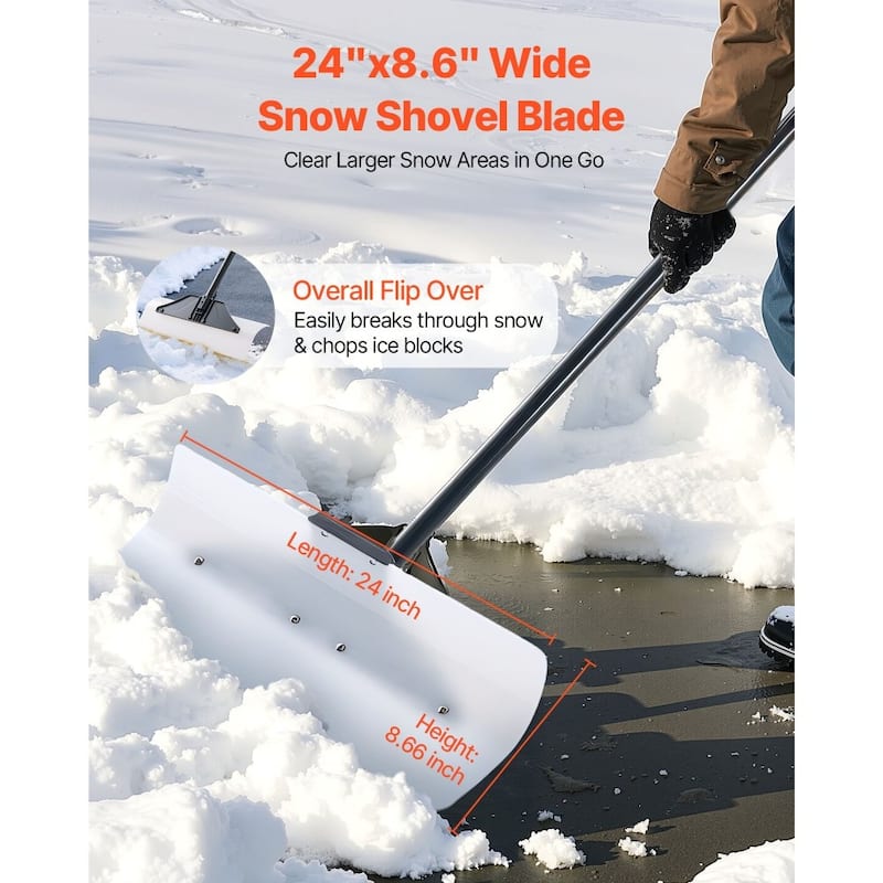 Plastic Snow Shovel with Widened Blade and Textured Anti-Slip Handle for Easy Snow Removal