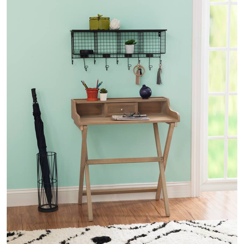 Clover Solid Wood Folding Writing Desk - Grey